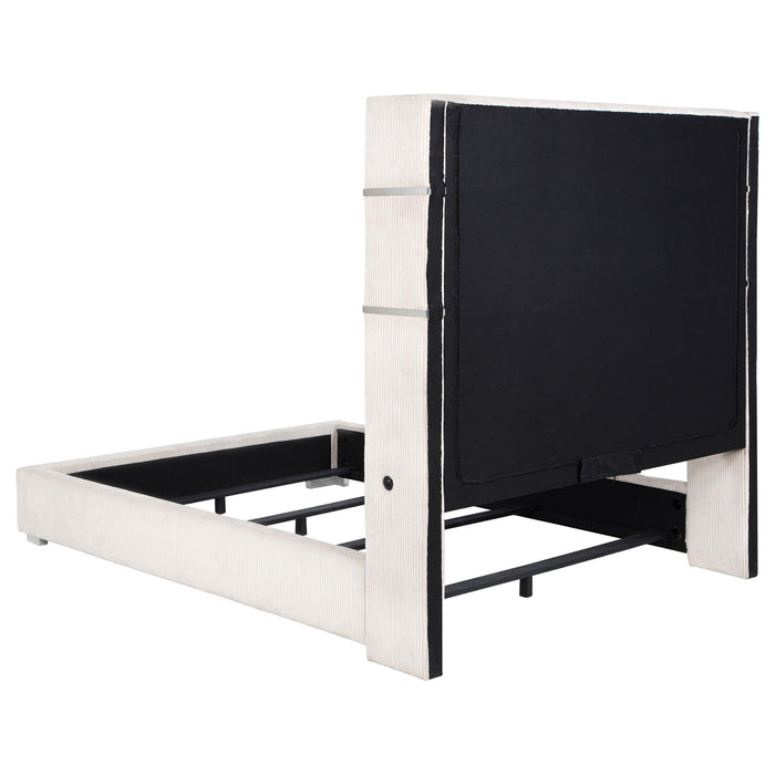 Tisdall 67-inch Upholstered Fireplace Bed Cream