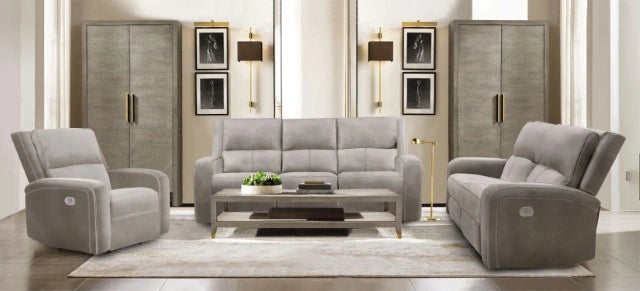 Vasilios Power Recliner Taupe Solid Wood