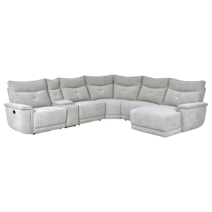 Tesoro 6pc Sectional w/ Right Chaise in Mist Gray
