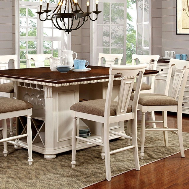 SABRINA Off White/Cherry Counter Ht. Table, Cherry & White