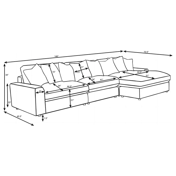 Blaine Upholstered Reversible Chaise Sectional Sofa