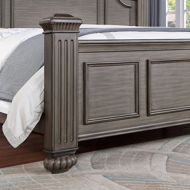 Syracuse E.King Bed Gray Solid Wood