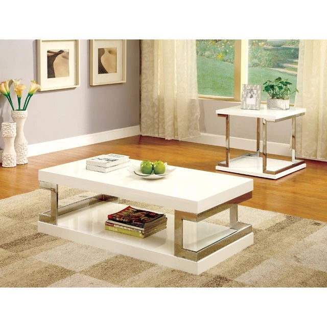 MEDA White/Chrome Coffee Table, White