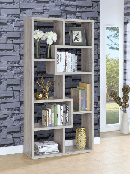 Theo 10-shelf Bookcase Weathered Grey