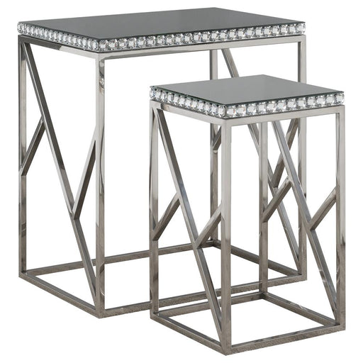 Betsy 2-piece Mirror Top Nesting Tables Silver image