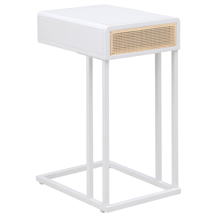 Amherst 1-drawer Radio Weave Cane Metal Side Table