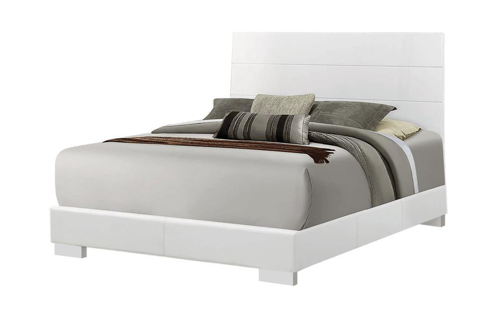 Felicity Contemporary Glossy White Eastern King Bed