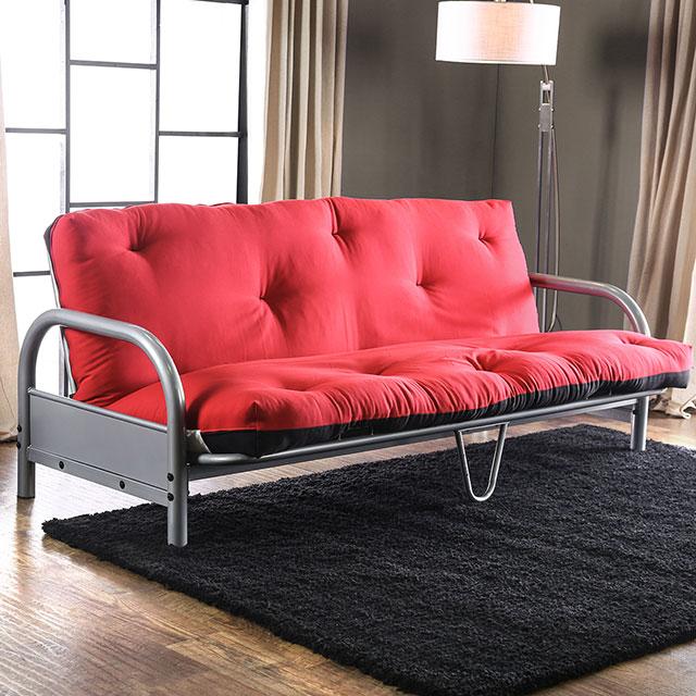 Aksel Black/Red Futon Mattress, Black, Red & Gray