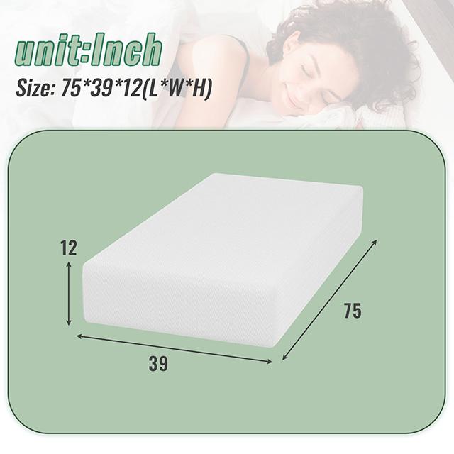 Coreopsis 12" Twin Memory Foam Wave Comfort White