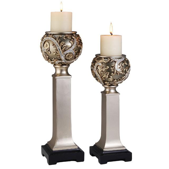 Estelle Champagne Silver Candle Holder Set (4/CTN)