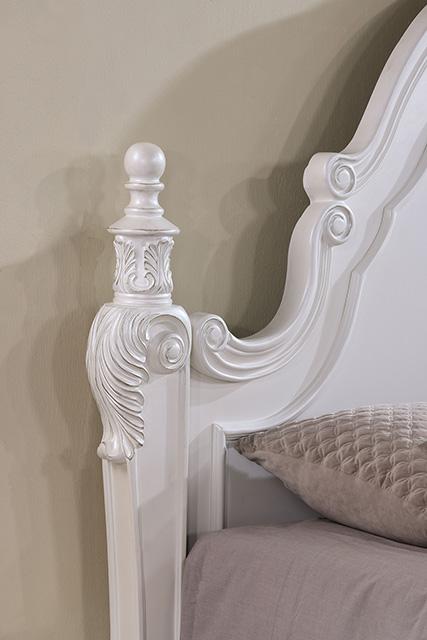 Francione E.King & Queen Bed White & Chrome
