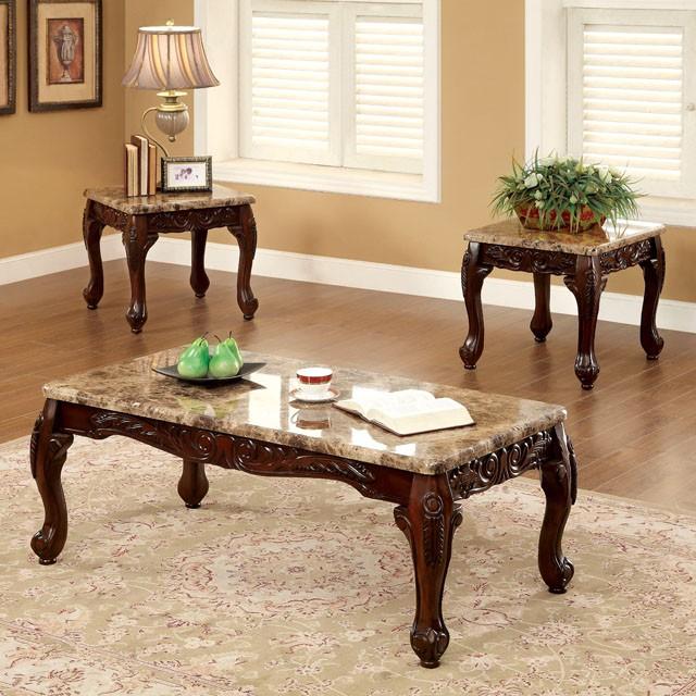LECHESTER Dark Oak/Ivory 3 Pc. Coffee Table Set