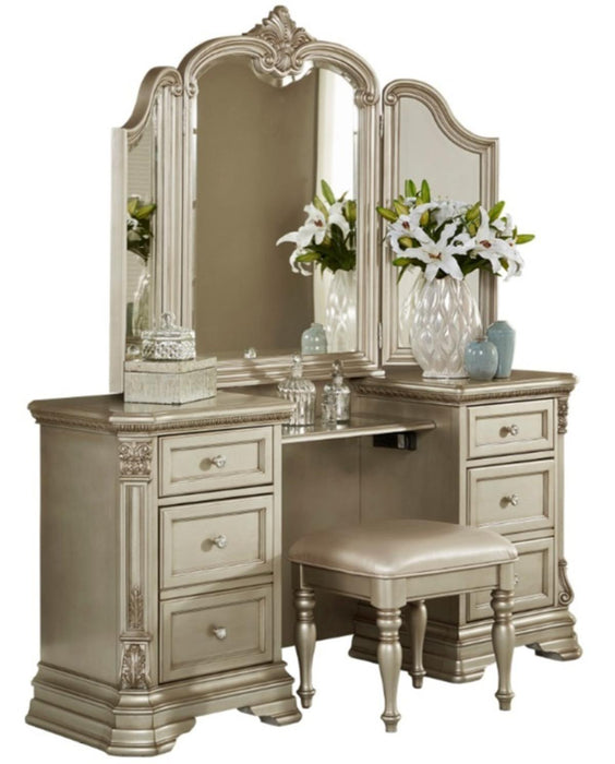 Homelegance Antoinetta Vanity Stool in Champagne Wood 1919NC-14