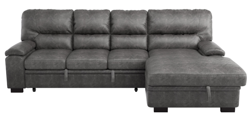 Michigan Sectional with Pull Out Bed and Right Chaise in Dark Gray 9407DG*2RC3L