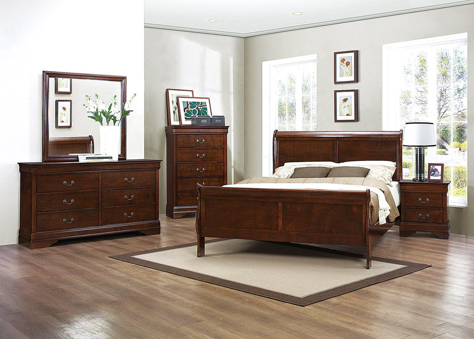 Mayville Queen Sleigh Bed in Brown Cherry 2147-1