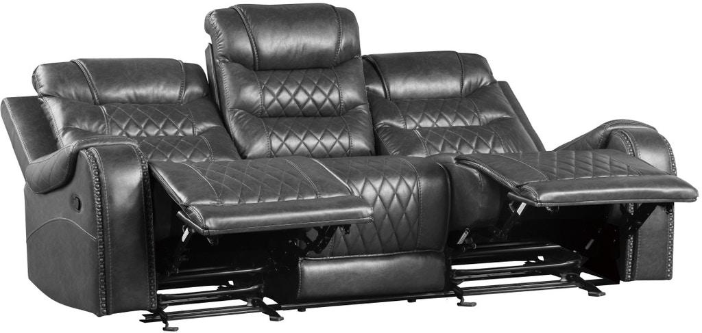 Putnam Double Reclining Sofa with Drop-Down in Gray 9405GY-3