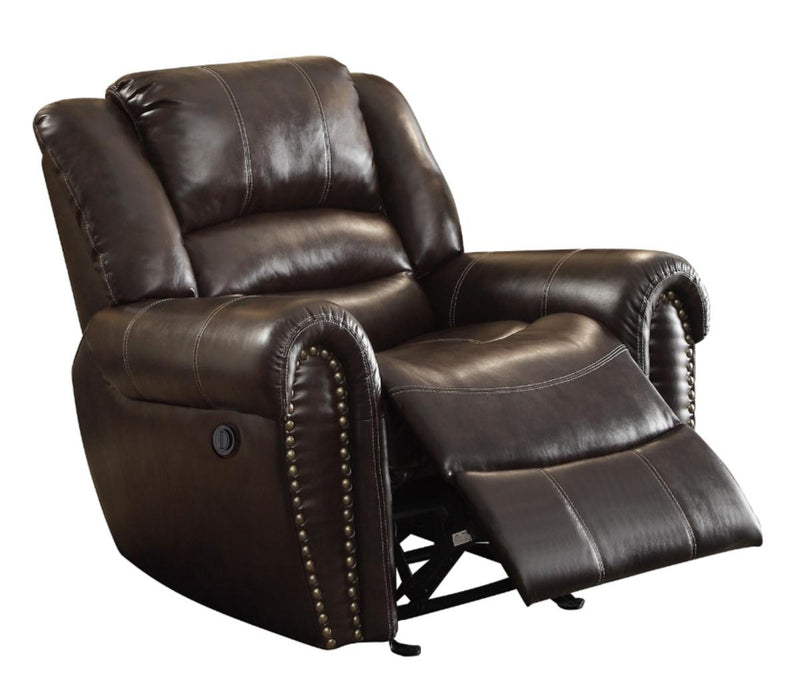 Homelegance Furniture Center Hill Glider Reclining Chair in Dark Brown 9668BRW-1