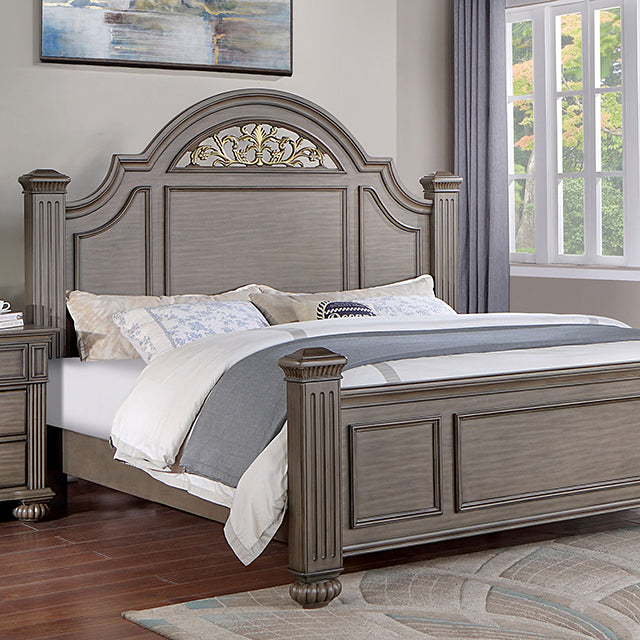 Syracuse E.King Bed Gray Solid Wood
