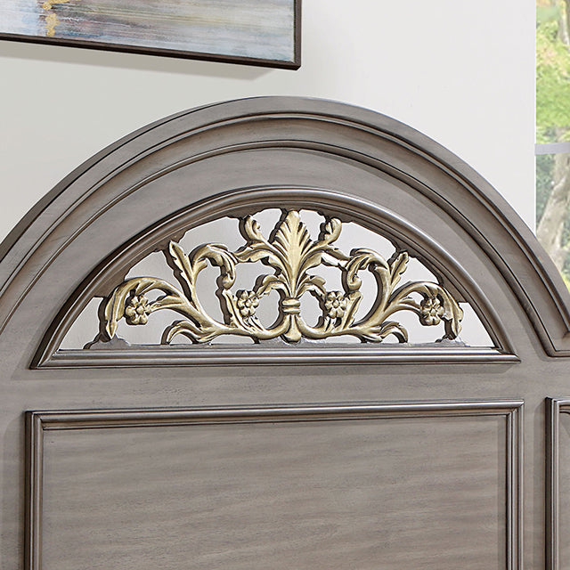 Syracuse E.King Bed Gray Solid Wood