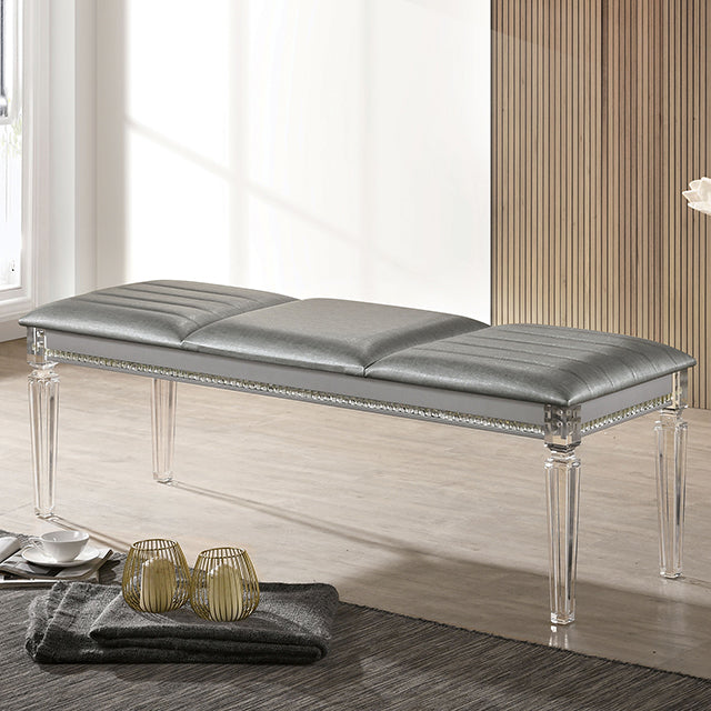 Maddie Bench Silver Solid Wood