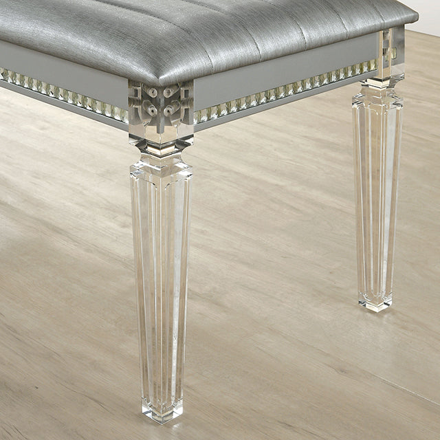 Maddie Bench Silver Solid Wood