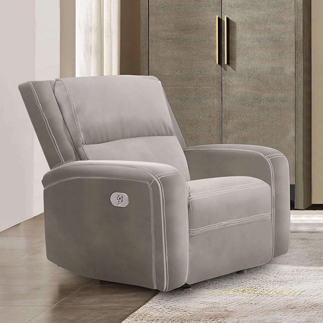 Vasilios Power Recliner Taupe Solid Wood