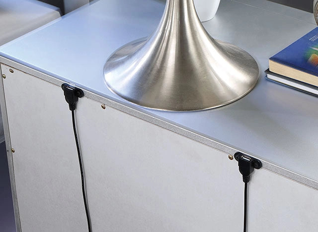 BELLADONNA Night Stand w/ LED & USB, Silver