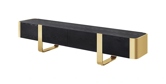 Leknes TV Stand Black w/ Gold Frame