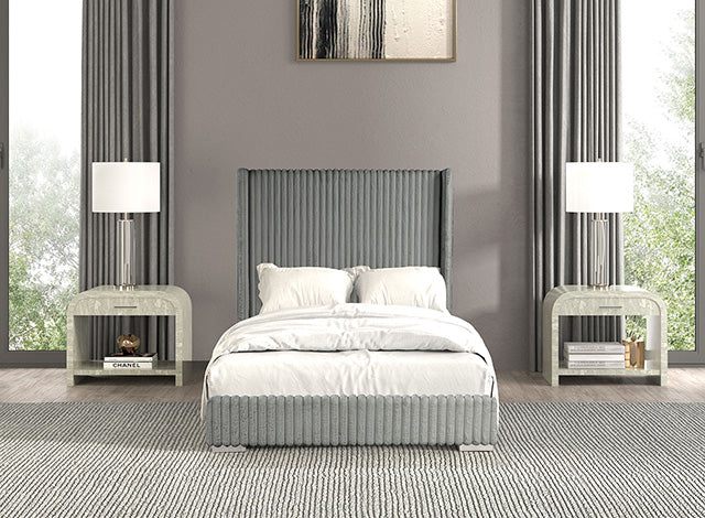 Cadwell E.King, Queen, & Full Bed White, Gray, & Black