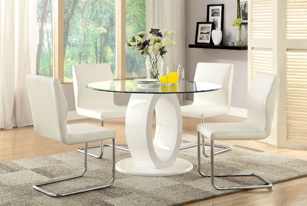 LODIA I White 5 Pc. Round Dining Table Set image