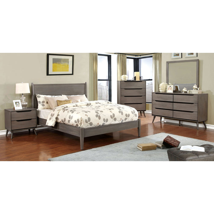 Lennart Gray 5 Pc. Queen Bedroom Set w/ 2NS + Oval Mirror image