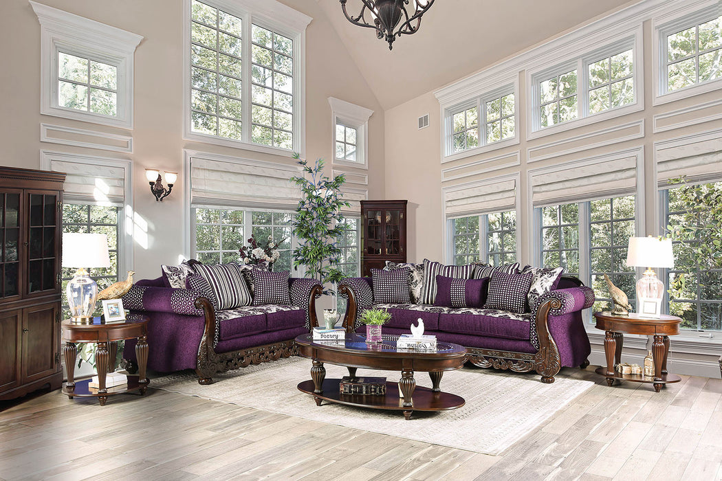 Emilia Purple/Silver Sofa + Love Seat image